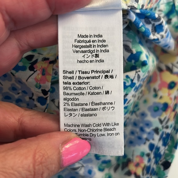 Crewcuts Girl's Floral Pink Blue Green Short Sleeve Button Down Shirt Size 4/5 - Picture 6 of 6